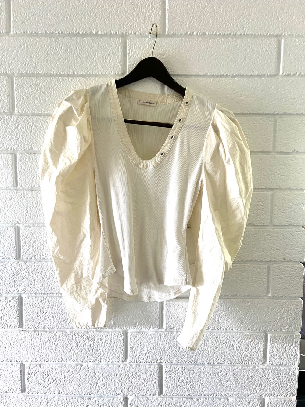 Ulla Johnson Cream Ribbed Cotton Top